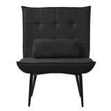 thumbnail of ML-Design Sessel Schwarz – Relaxsessel mit Lendenkissen, gepolstert, Metallbeine, Retro Lesesessel, ergonomischer Fernsehsessel fürs Wohnzimmer