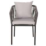 thumbnail of Set van 2 tuinstoelen HWC-N41, buitenstoel armleuning, weerbestendig aluminium touwvlechtwerk Rope ~ antraciet kussen lichtgrijs