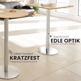 thumbnail of bümö Stehtisch Büro, Bistrotisch eckig 80 x 80 cm - Bartisch weiss, Stehtisch Holz-Platte, Säule aus Metall in silber, Buffettisch, Säulentisch,