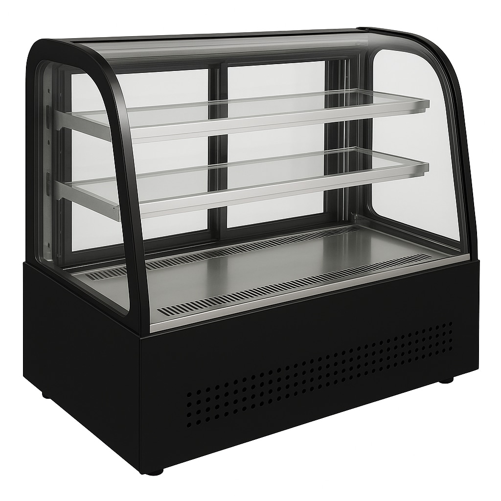 Vitrina fría expositora -Acceso trasera Cristal curva Color negro