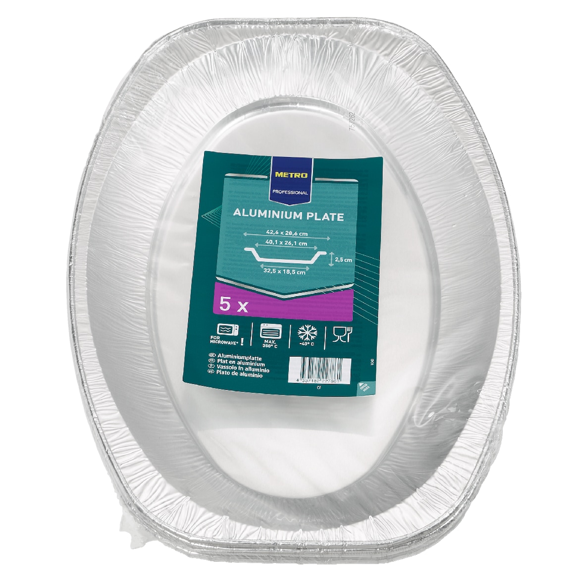 METRO PROFESSIONAL Schaal, aluminium, 43 x 28.6 x 2.5 cm, 5 stuks