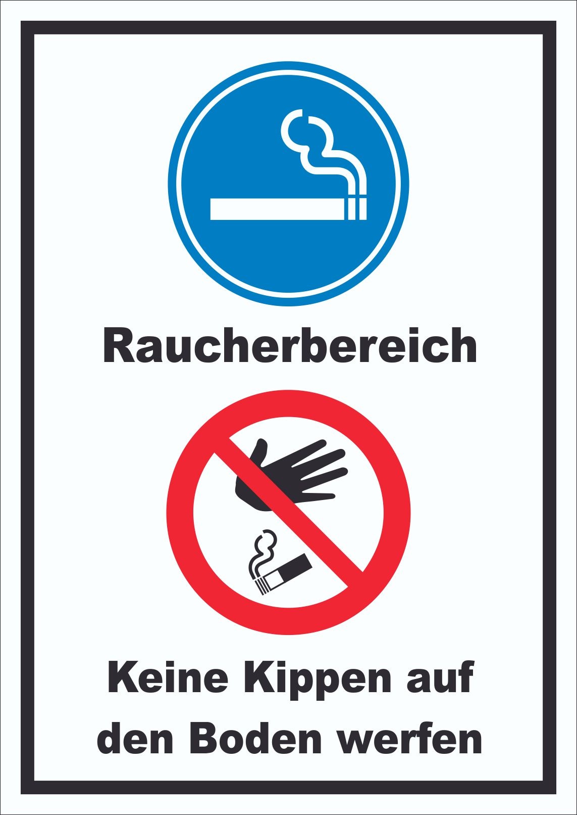 Schild Raucherbereich Boden verboten hochkant A1 (594x841mm)