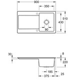 thumbnail of Villeroy&Boch Spülbecken inkl. Ablaufgarnitur mit Excenterbetätigung, Siluet 50 Stone White 90x51cm, reversibel