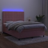 thumbnail of vidaXL Boxspringbett mit Matratze & LED Rosa 140x190 cm Samt