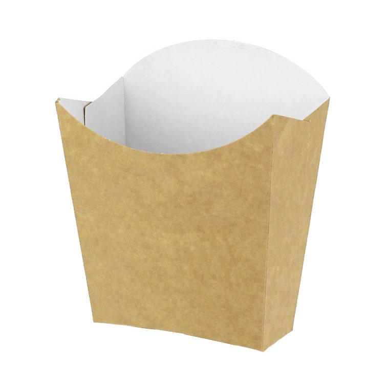MONOUSO - Caja Kraft para Patatas Fritas Pequeña 8,2x2,2x9cm (25 Uds)