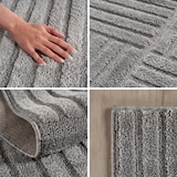 thumbnail of Carpetsale24 Teppich Läufer 60x110 cm Grau Hochflor Skandi Boho Karo Design Hoch-Tief Effekt Weicher Flauschig Pflegeleicht für Schlafzimmer, Flur