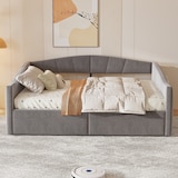 thumbnail of Multifunktionales Schlafsofa 140 x 200 cm Grau, Ausziehbett, Polstersofa mit Hydraulik-Stauraum, Samtstoff, Lattenrost, platzsparendes Sofa-Bett