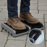 thumbnail of Relaxdays Schuhabstreifer mit Bürsten, rutschfester Boden, Holz, Schuhabtreter außen, Schuhschmutzbürste, grau/schwarz