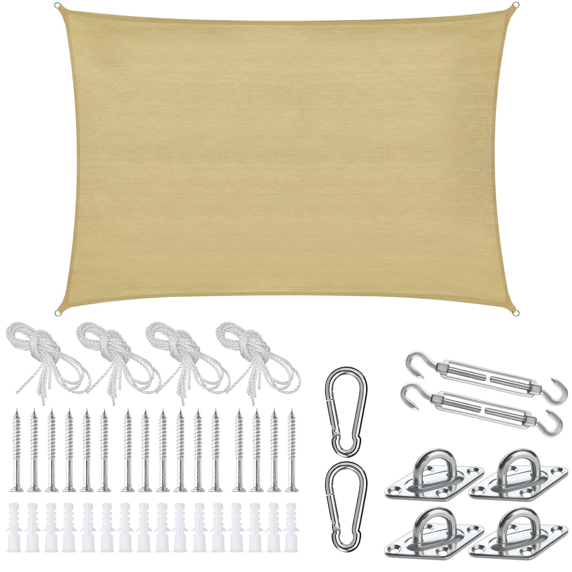 tectake Sonnensegel Sunny, wetterfestes HDPE-Material mit UV-Schutz - 2 x 3 m Sand