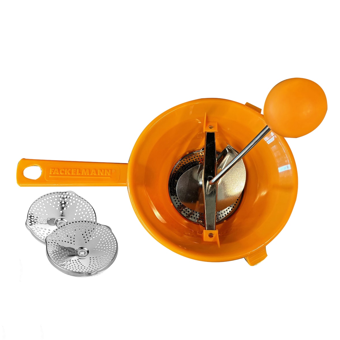 Fackelmann Passaverdure con due dischi Ø 20 cm colore arancione
