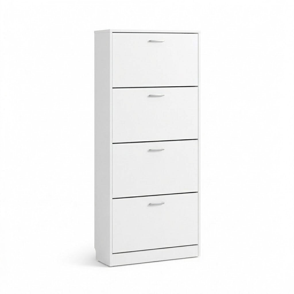 Scarpiera Slim Ante Mobile Porta Scarpe Ingresso Salvaspazio 63x24x150 Cm - Bianco Caldo
