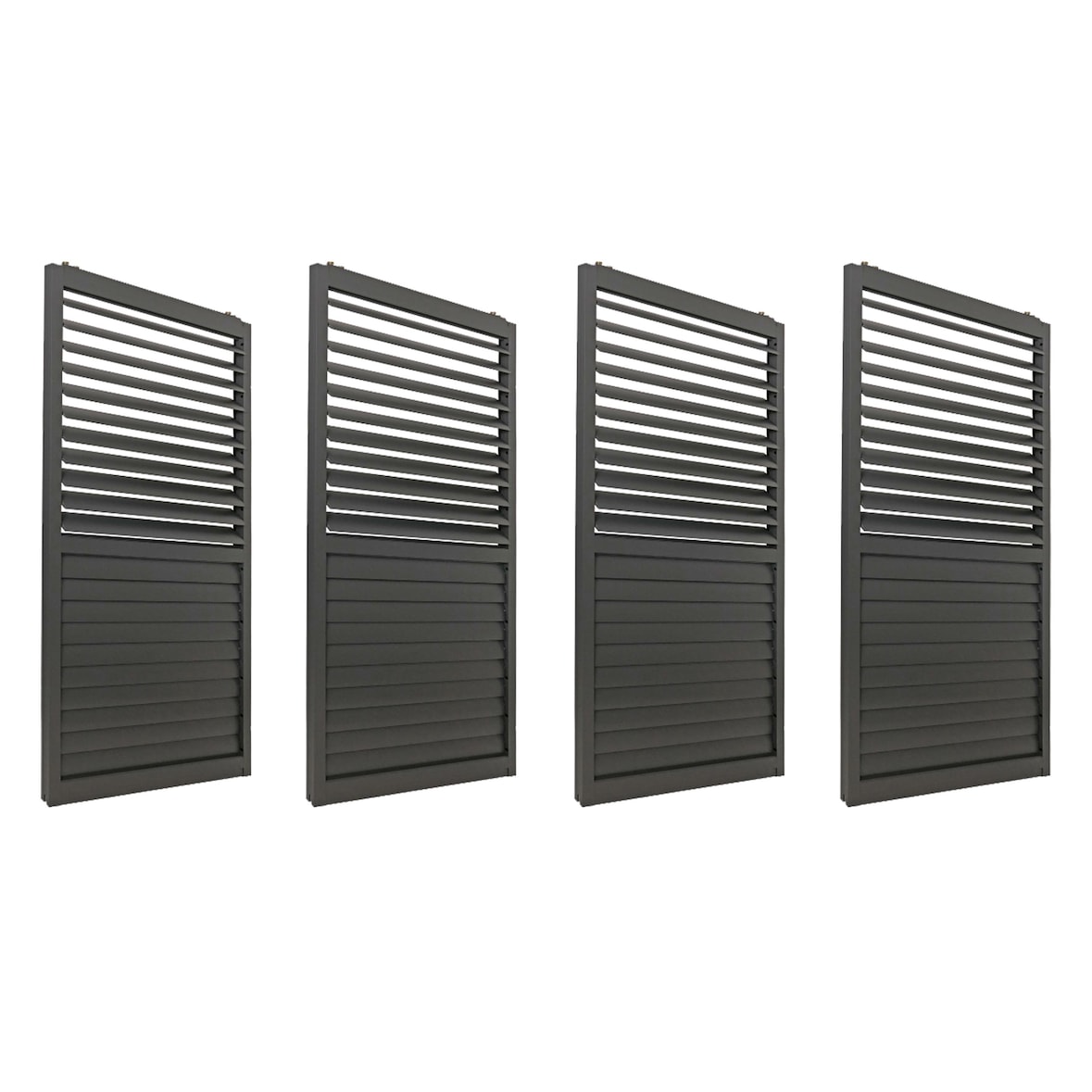4er-Set Aluminium Schiebetür für Pergola HWC-L46, Terrassenüberdachung, Lamellenpaneel Modul, 206x369cm ~ anthrazit