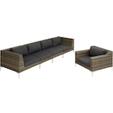 thumbnail of tectake Ensemble modulable en rotin Villanova naturel coin droit - gris anthracite chiné - 404416