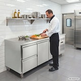 thumbnail of GastroHero Kühltisch Edelstahl GN 1/1 2 Türen 2 Schubladen Umluftkühlung -2 °C bis +8 °C 230 V Profi Gastronomie 1800x700x850 mm