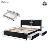 thumbnail of Polsterbett 180x200 mit Schubladen, Samtbezug, hohes Kopfteil, Stoffbett, Massivholz Lattenrost, Bett mit Stauraum für Schlafzimmer Schwarz