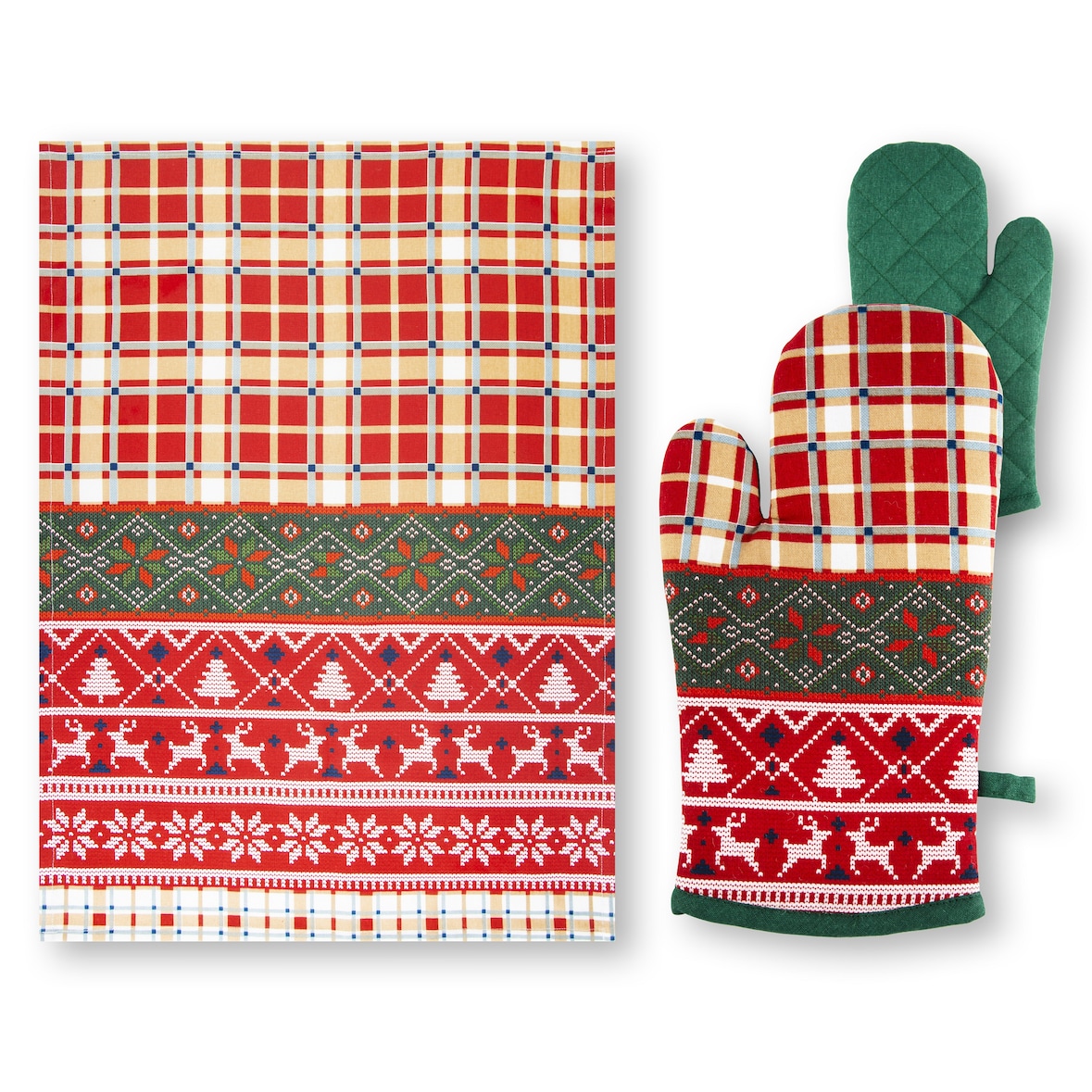 Excelsa Ofenhandschuh und Küchentuch Fall Winter aus Baumwolle mehrfarbig