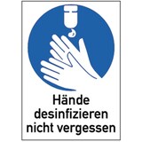 thumbnail of Schild Hände desinfizieren nicht vergessen, Kombischild, Kunststoff, 210x297 mm