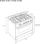 thumbnail of MEIRELES cocina 60cm, 4 fuegos gas, horno electrico multifunciones E 610 X ST