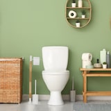 thumbnail of Relaxdays WC Garnitur, stehender Toilettenpapierhalter, Toilettenbürste mit Bürstenhalter, HBT: 76x20x20 cm, weiß/natur