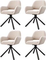 thumbnail of Drehbare Esszimmerstühle 4er-Set aus Samt in Beige mit Armlehnen, modernes Design, belastbar bis 150 kg