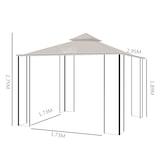 thumbnail of Cenador de Jardín 3x3m con 4 Cortinas Laterales de Cremallera Doble Techo Beige