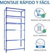 thumbnail of SimonRack Estantería Metálica, 2500x800x300 mm, 6 Alturas, Bandeja Metal, 180 kg de Punto Flexión, Azul/Blanco - Simonclick
