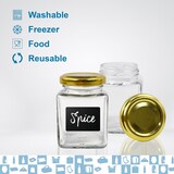 thumbnail of 5 vasetti quadrati in vetro per spezie da 100 ml con coperchio + 5 lavagnette + gesso - Barattoli per organizzare la cucina