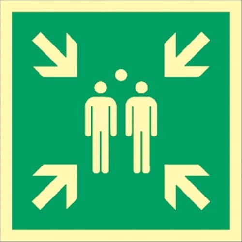 Schild Sammelstelle, ISO 7010, Alu, langnachleuchtend, 160-mcd, 300x300 mm