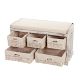 thumbnail of Kommode und Sitzbank mit 5 Schubladen, 45x77x36cm, Shabby-Look, Vintage ~ weiß