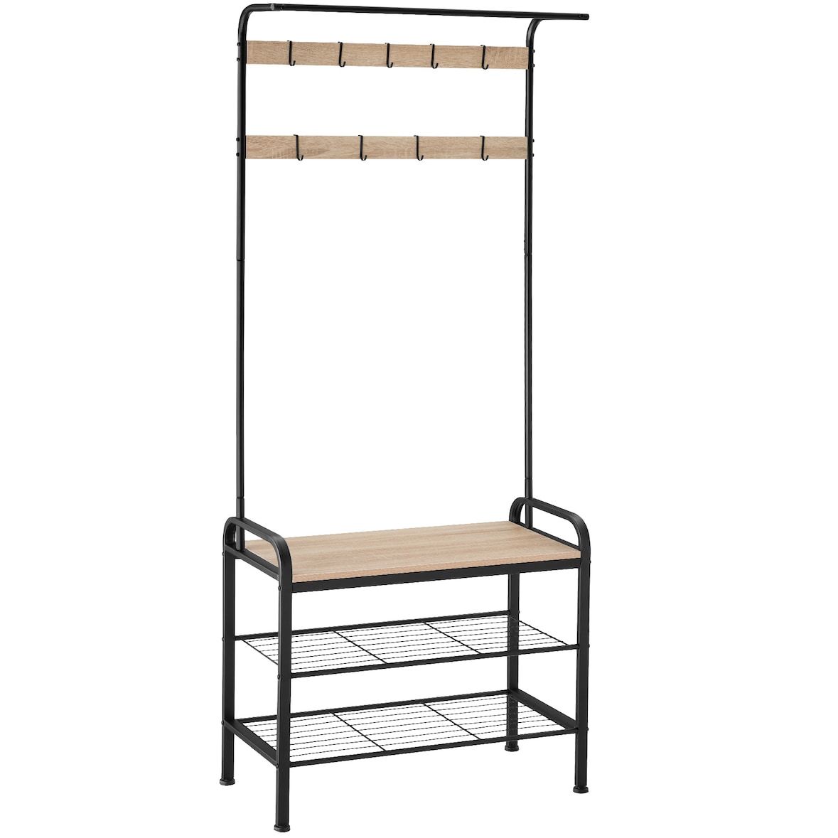 tectake Portemanteau - 73,5x36x184cm, Bois clair industriel, Chêne Sonoma - 404534