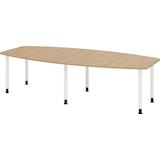 thumbnail of bümö Konferenztisch oval 280x130 cm großer Besprechungstisch in Eiche, Besprechungstisch mit Gestell in weiß, Meetingtisch für 10 Personen, XXL-Tisch