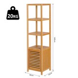 thumbnail of Estantería de Bambú para Baño Armario Alto Librería Organizador 4 Nivel 1 Puerta 33x36,5x140 cm