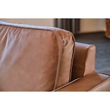 thumbnail of Sofá esquinero KAWOLA VILNIUS de 3 plazas con silla larga derecha de piel sintética con contenido de piel coñac