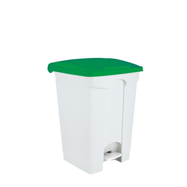 Medial International contenitore a pedale in polipropilene  410x390x600 mm da 45 litri di colore bianco e verde