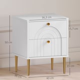 thumbnail of HOMCOM pack de 2 mesitas de noche mesillas de noche dormitorio con 2 cajones y patas de acero estilo moderno 40x35x50 cm blanco