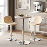 thumbnail of HOMCOM mesa de bar redonda con altura ajustable 67-93 cm, Ø60 cm, giratoria 360°, con base redonda de metal cromado, para bistró, cocina, natural