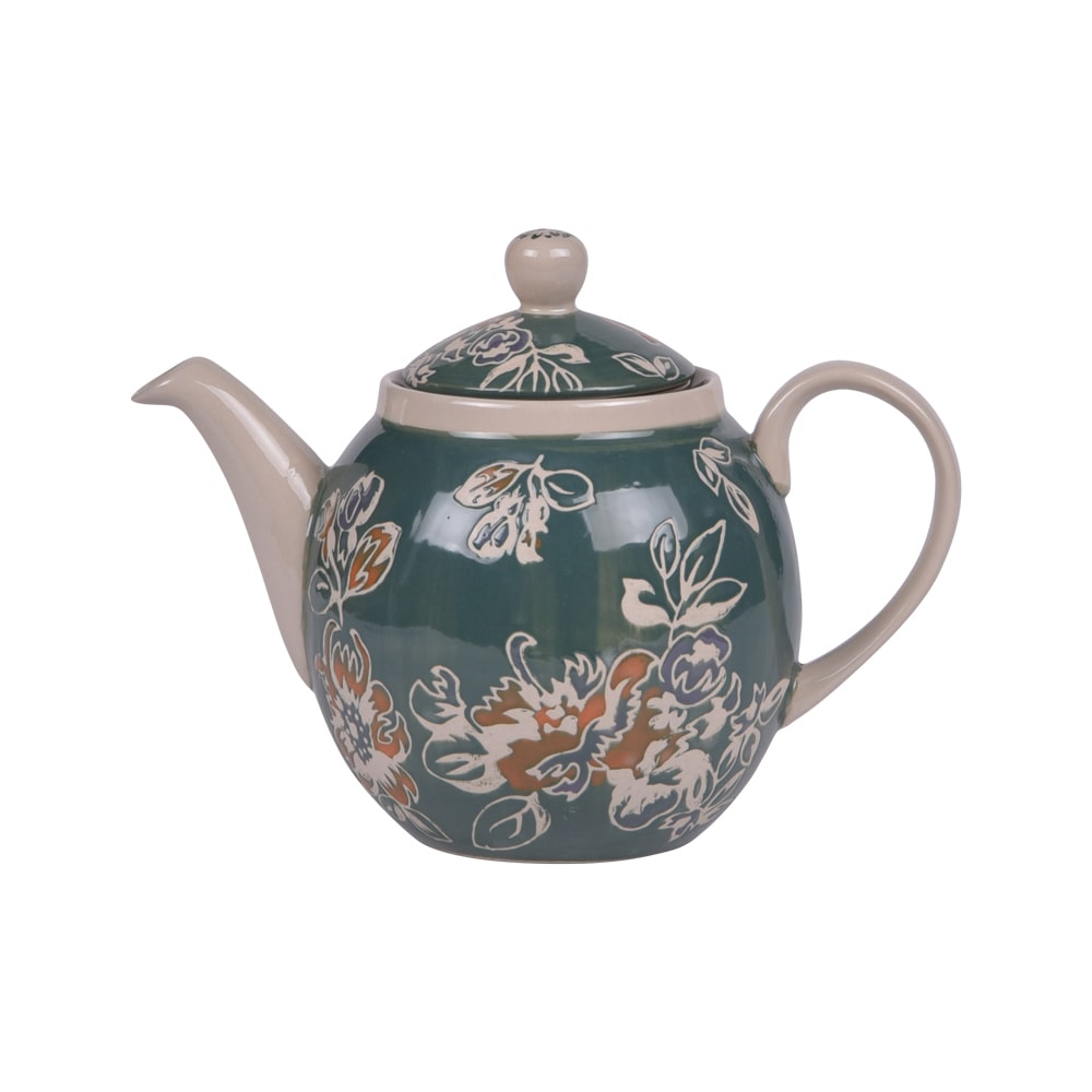 Théière avec filtre Faustine 1L -  Vert Rond Grès Table Passion 23.00x10.00 cm