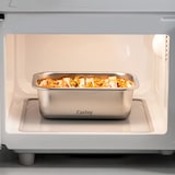 thumbnail of Castey contenitore rettangolare in acciaio adatto all' utilizzo in forno a microonde con coperchio ermetico in plastica 1780 ml