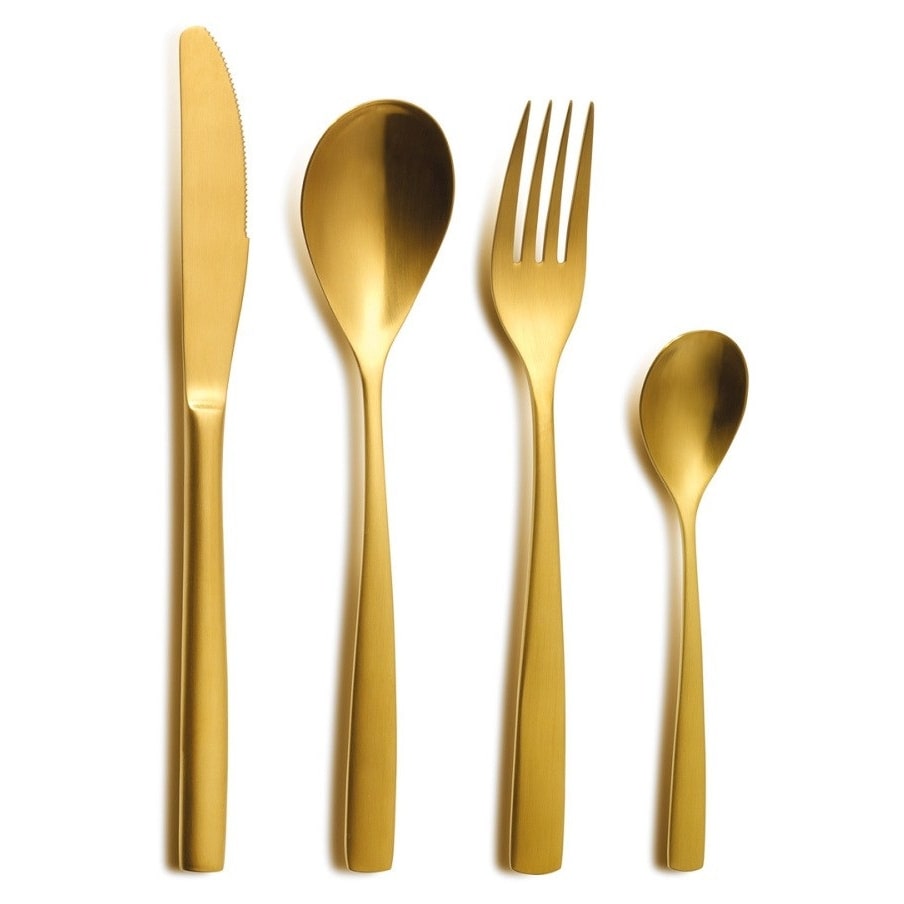 COMAS Estuche 24 piezas cubertería BCN ORO acero 18% 3 mm