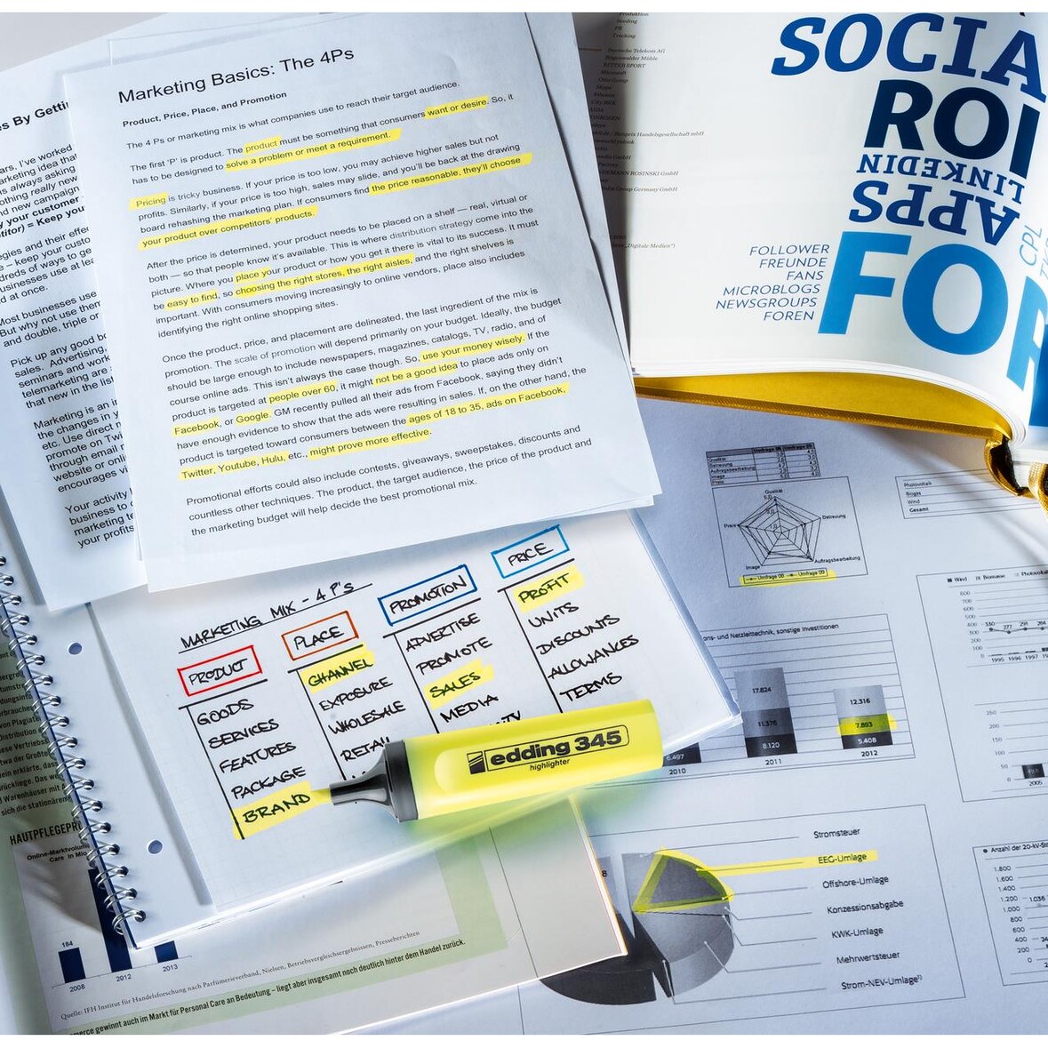 345 Textmarker highlighter - nachfüllbar, neonrot