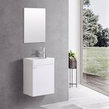 thumbnail of Weiß Waschplatz Waschbecken Schrank + Spiegel WC Gäste Toilette Badmöbel klein