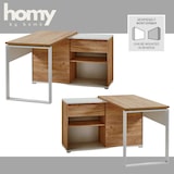 thumbnail of bümö Schreibtisch 120x60 cm mit integriertem Sideboard in Weiß-Eiche, Eckschreibtisch mit Schubladen & Regal - Winkelschreibtisch L-Form, PC Tisch,
