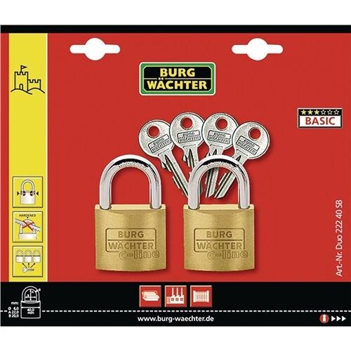 Vorhangschloss-Set Trio 222 30 Schlosskörper-B.30mm BURG-WÄCHTER