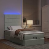 thumbnail of vidaXL Ottoman-Bett mit Matratzen & LEDs Hellgrau 80x200 cm Samt