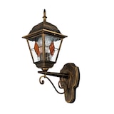 thumbnail of Licht-Erlebnisse Außenwandlampe SALZBURG M Glas Tiffany Rot Schwarz Antik IP44 nostalgische Wandleuchte Hof Garten, 3355H red-black + G(A2) figured