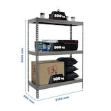thumbnail of SimonRack Industrieregal, 2000x2100x600 mm, 500 kg am Biegepunkt, 3 Metallböden, Garagenregal, Grau/Verzinkt- Simonforte