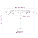 thumbnail of vidaXL Parasol dubbel dak met LED 449x245 cm taupe