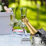 thumbnail of Relaxdays Sektkühlerhalter, Tischhalterung für Weinkühler mit 18cm Ø, platzsparend, Sektkübelhalterung aus Eisen, silber