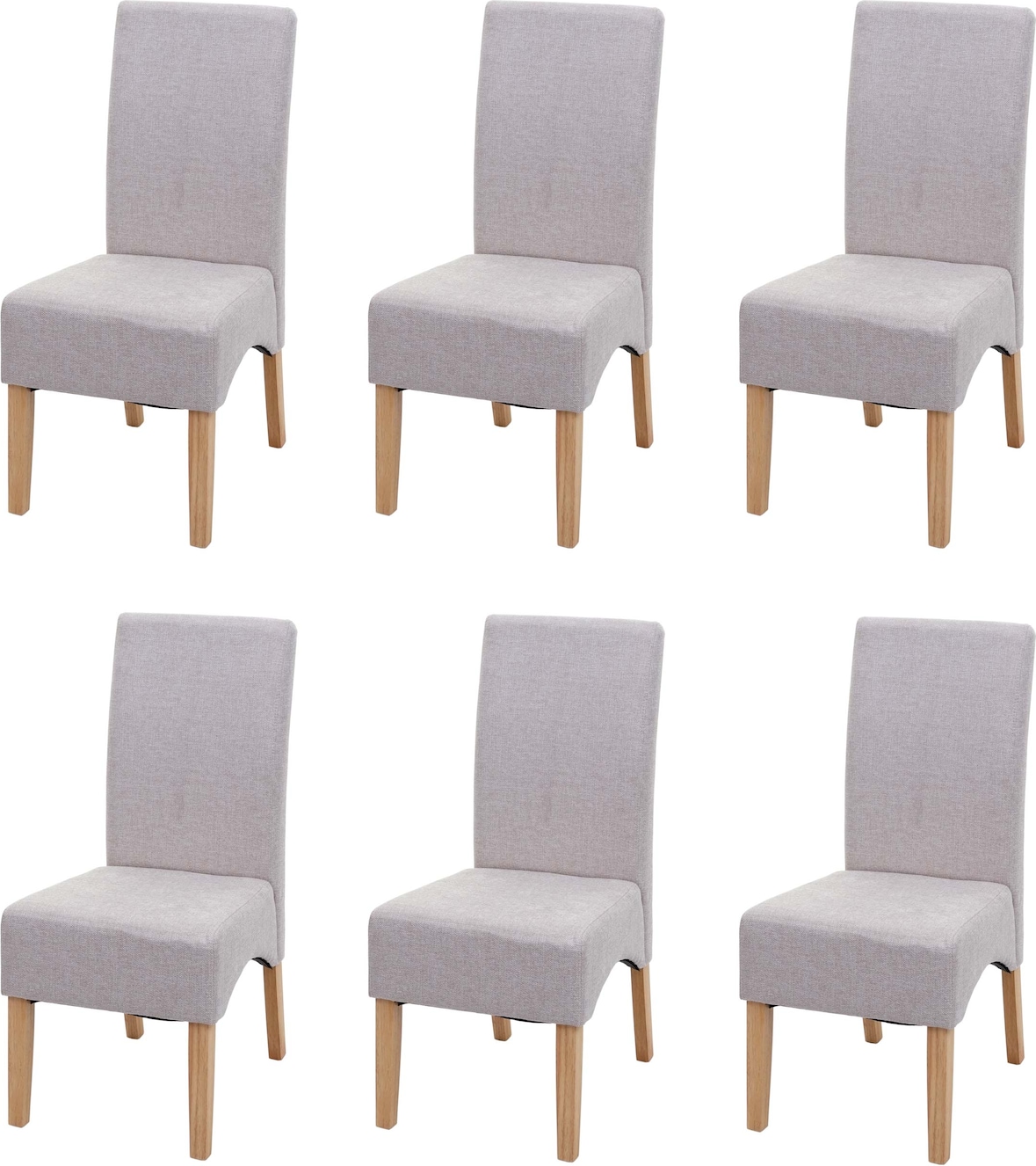 6er-Set Esszimmerstuhl gepolstert | HxBxT 100x44x56cm | Sitzhöhe 48cm | Stoff/Textil MVG-zertifiziert | Creme Beige | helle Beine | Küchenstuhl Stuhl