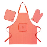 thumbnail of Bergner - Draaibare gas-pizzaoven 64x42,5x30 cm tot 500 ºC met pizzasnijder van roestvrij staal en 3-delige schortset in rood